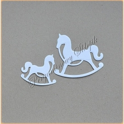 Scrapki D - Dziecko/Narodziny - Konie na biegunach - białe