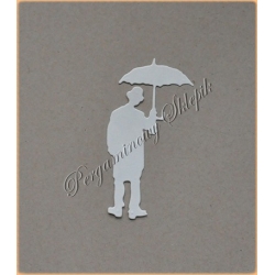 Scrapki A - Postacie - Pan z parasolką - biały